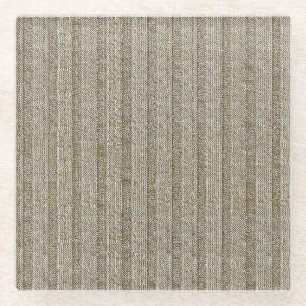Jersey Stripe Knit Pattern in Soft Beige Glass Coaster