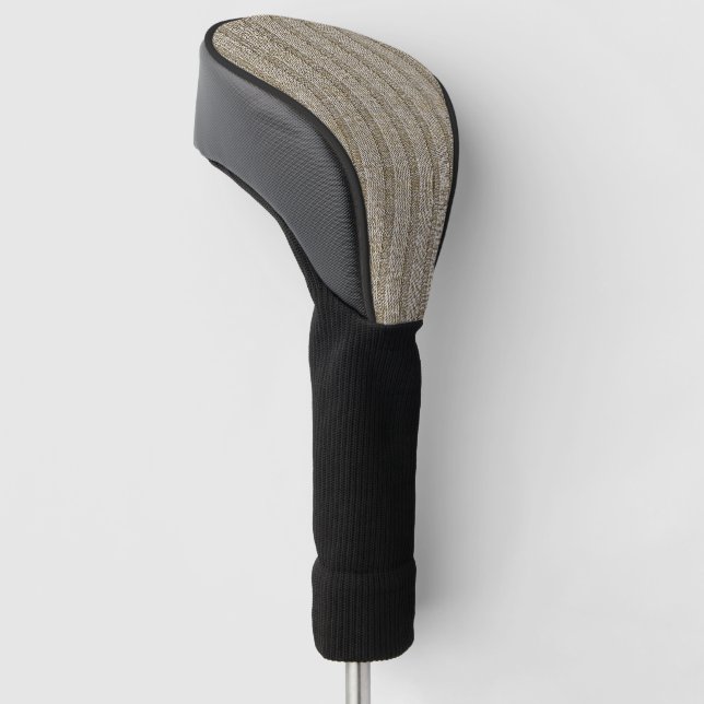 Jersey Stripe Knit Pattern in Soft Beige Golf Head Cover (Angled)