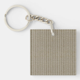 Jersey Stripe Knit Pattern in Soft Beige Key Ring