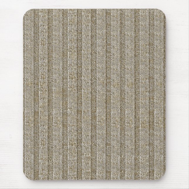 Jersey Stripe Knit Pattern in Soft Beige Mouse Mat (Front)