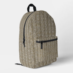 Jersey Stripe Knit Pattern in Soft Beige Printed Backpack