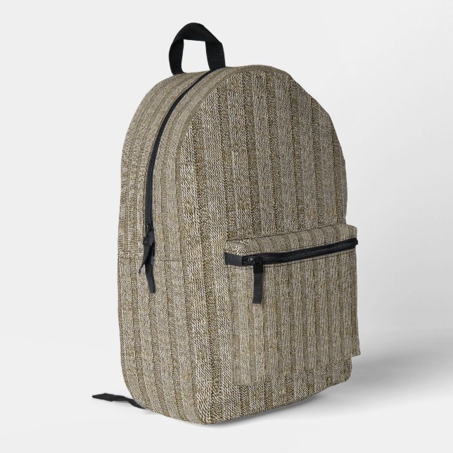 Jersey Stripe Knit Pattern in Soft Beige Printed Backpack (Back Corner Left)