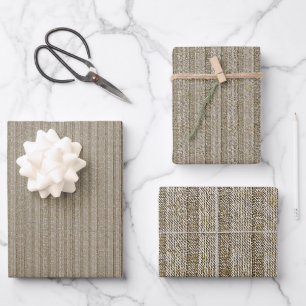 Jersey Stripe Knit Pattern in Soft Beige Wrapping Paper Sheet