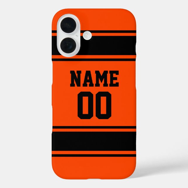 Jersey Style Orange and Black Personalised Sporty Case-Mate iPhone Case (Back)