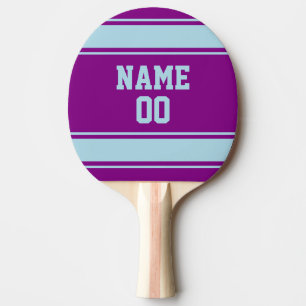 Jersey Style Purple and Light Blue Personalised Ping Pong Paddle