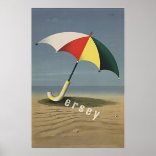 Jersey Travel Poster Beach Art Umbrella Print