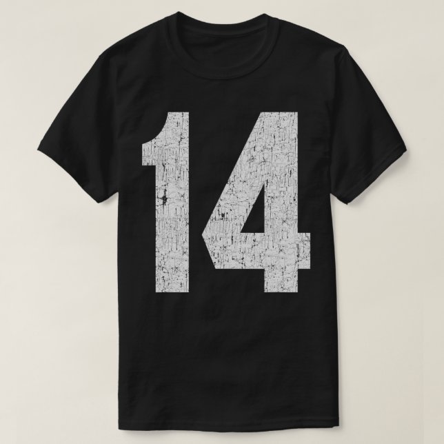 Jersey Uniform Number #14 Athletic Style Sports Gr T-Shirt (Design Front)