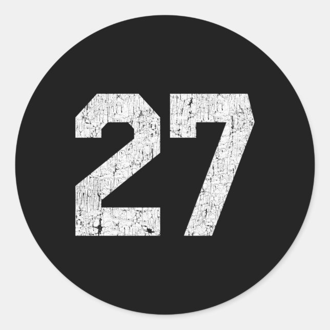 Jersey Uniform Number 27 Athletic Style Sports Classic Round Sticker (Front)