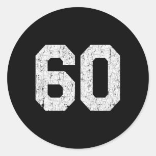 Jersey Uniform Number 60 Athletic Style Sports Classic Round Sticker