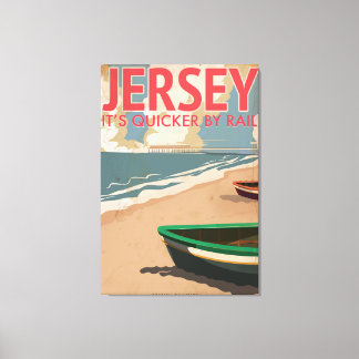 Jersey Vintage locomotive Travel Poster Canvas Print
