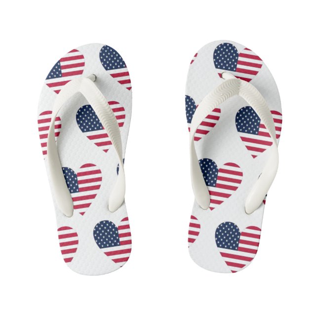 Jerseygirl American Flag Kids Flip Flops (Footbed)