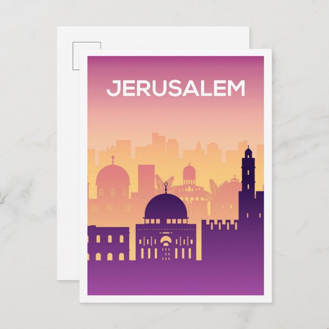 Jerusalem Art Travel Illustration Postcard (Front/Back)