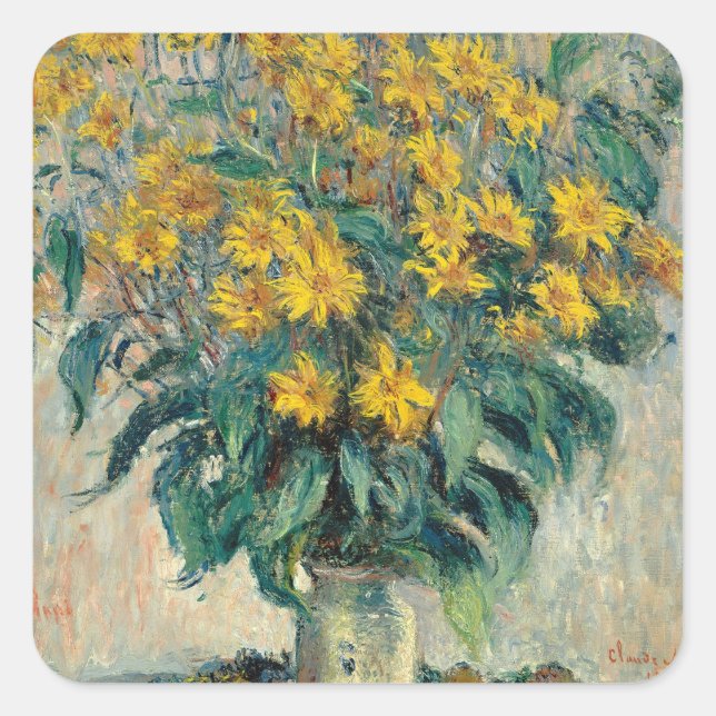 Jerusalem Artichoke Flowers, 1880 (oil on canvas) Square Sticker (Front)
