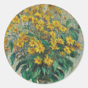 Jerusalem Artichoke Flowers by Claude Monet Classic Round Sticker