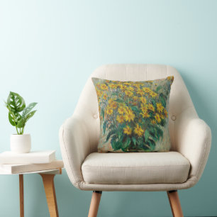Jerusalem Artichoke Flowers by Claude Monet Cushion