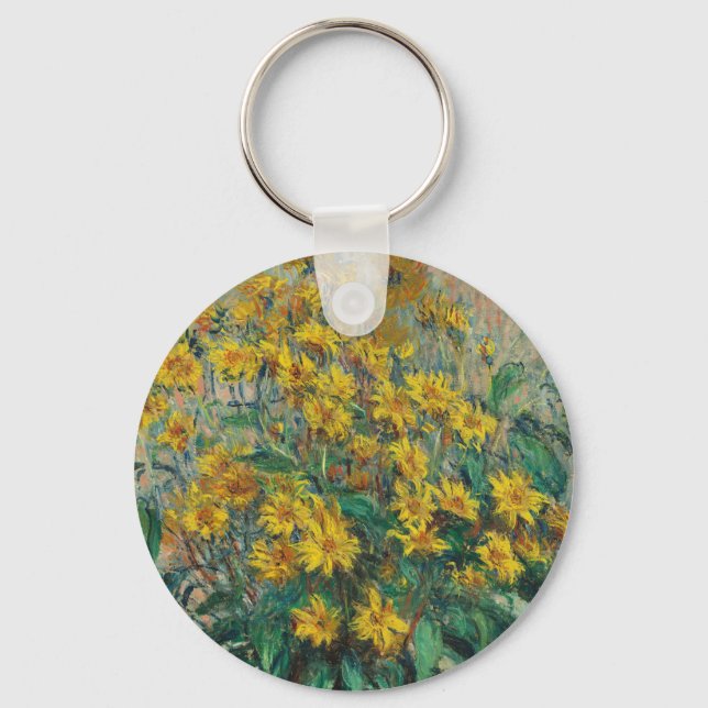 Jerusalem Artichoke Flowers by Claude Monet Key Ring (Front)