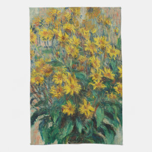 Jerusalem Artichoke Flowers by Claude Monet Tea Towel