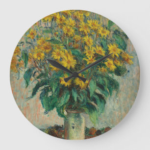 Jerusalem Artichoke Flowers - Claude Monet Large Clock