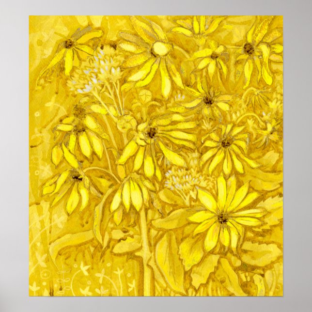 Jerusalem Artichokes Summer Flowers Floral Golden  Poster (Front)