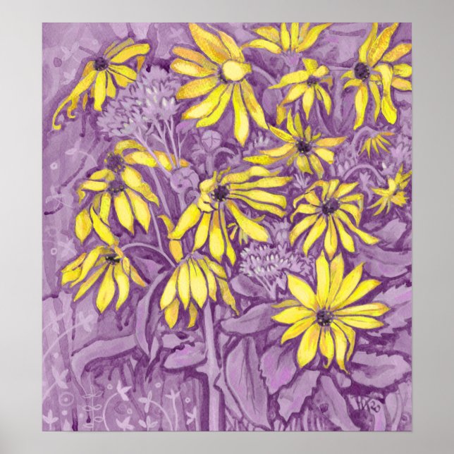 Jerusalem Artichokes Sunflower Floral Painting Art Poster (Front)