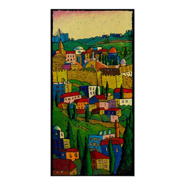 Jerusalem at Dawn, Jonathan Kis-Lev Printed Canvas Poster (Front)