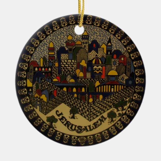 Jerusalem Ceramic Ceramic Tree Decoration (Front)