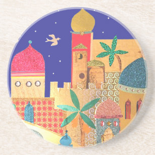 Jerusalem City Colourful Art Coaster