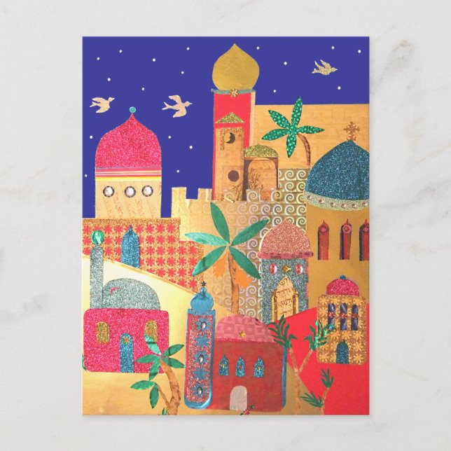 Jerusalem City Colourful Art Postcard (Front)