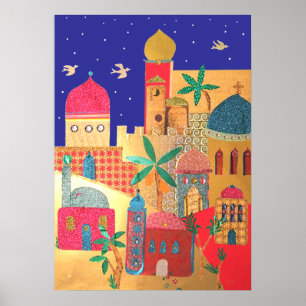 Jerusalem City Colourful Art Poster