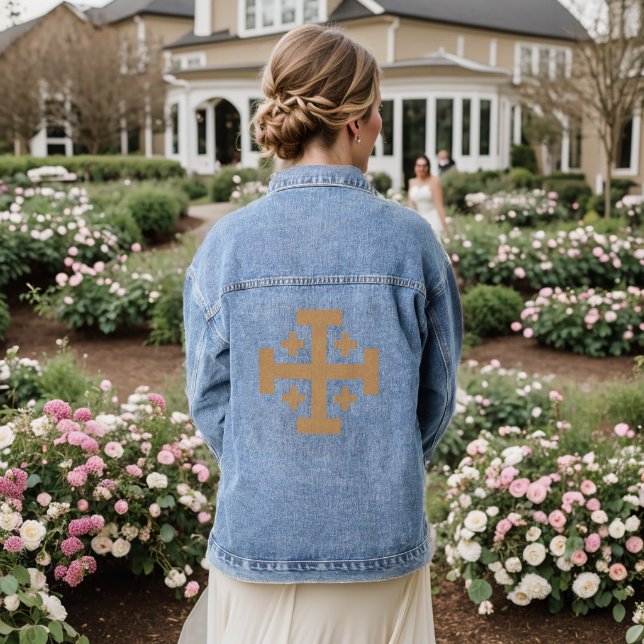 Jerusalem Cross Denim Jacket (Wedding Back)