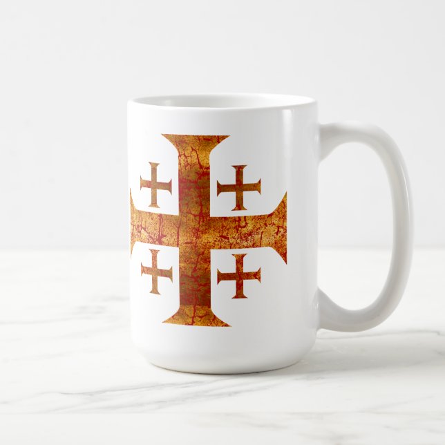 Jerusalem Cross, Distressed Coffee Mug (Right)