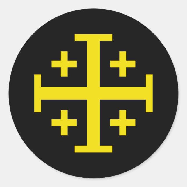 Jerusalem Cross Five‑Fold Cross of Christ Classic Round Sticker (Front)