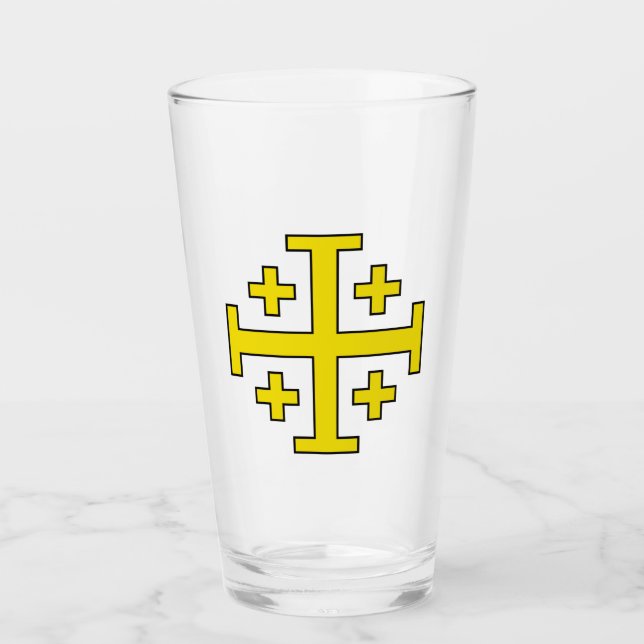 Jerusalem Cross Five‑Fold Cross of Christ Glass (Front)
