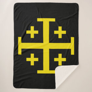 Jerusalem Cross Five‑Fold Cross of Christ Sherpa Blanket