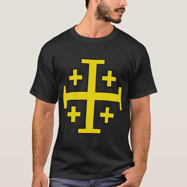 Jerusalem Cross Five‑Fold Cross of Christ T-Shirt (Front)