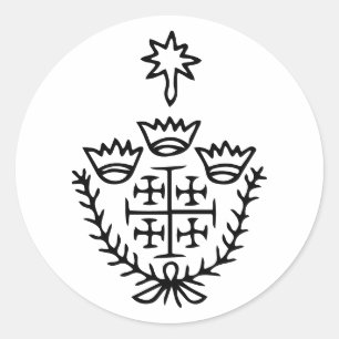 Jerusalem Cross historical pilgrimage tattoo stamp Classic Round Sticker