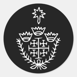 Jerusalem Cross historical pilgrimage tattoo stamp Classic Round Sticker