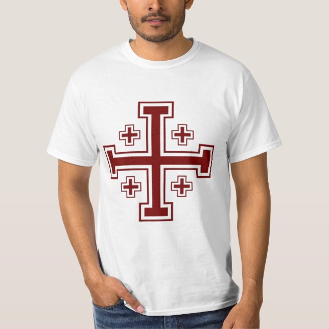 Jerusalem cross Papal Crusader T-Shirt (Front)