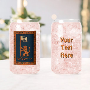 Jerusalem Day Lion With Flag Can Glass