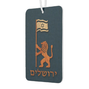 Jerusalem Day Lion With Flag Car Air Freshener