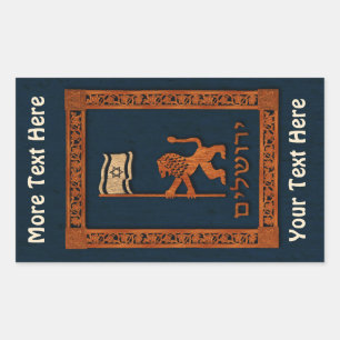 Jerusalem Day Lion With Flag Rectangular Sticker