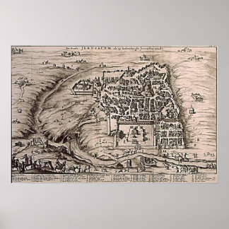 Jerusalem Holy Lands Vintage Map Poster