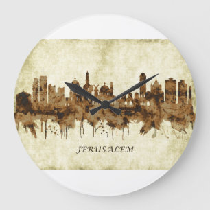 Jerusalem Israel Cityscape Large Clock