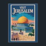 Jerusalem Israel Illustration Travel Art Vintage Postcard<br><div class="desc">Jerusalem retro vector travel design. Home to revered landmarks like the Western Wall,  Dome of the Rock,  and Church of the Holy Sepulchre,  it offers a profound journey through Judaism,  Christianity,  and Islam,  set amid ancient streets and timeless architecture.</div>