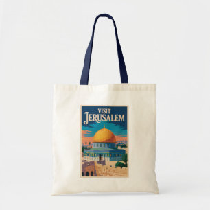 Jerusalem Israel Illustration Travel Art Vintage Tote Bag