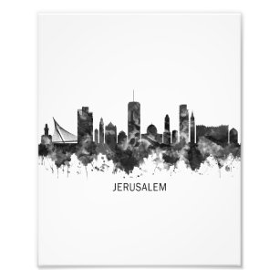 Jerusalem Israel Skyline BW Photo Print