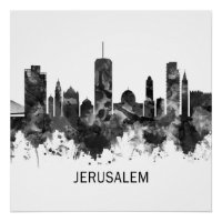Jerusalem Israel Skyline BW
