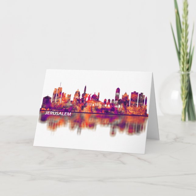 Jerusalem Israel Skyline Holiday Card (Front)