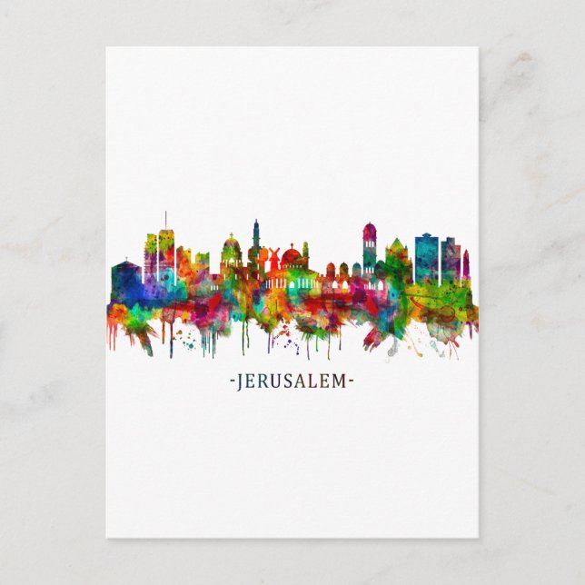 Jerusalem Israel Skyline Holiday Postcard (Front)