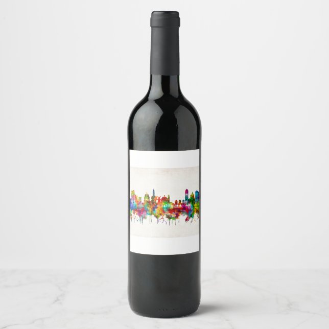 Jerusalem Israel Skyline Wine Label (Front)